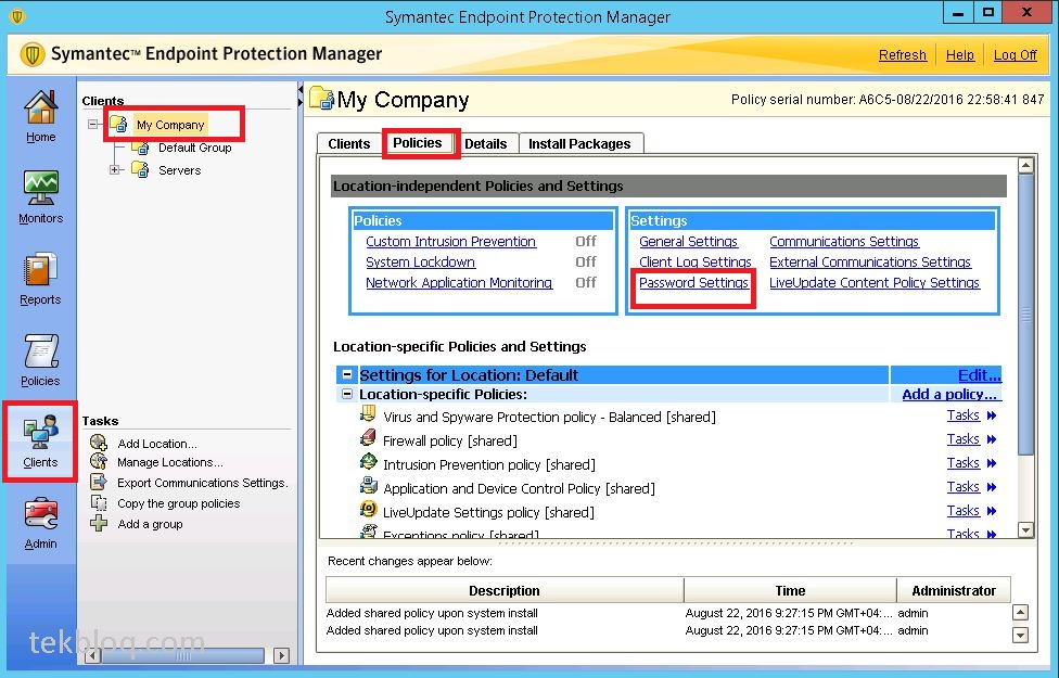 reset symantec endpoint manager password 14