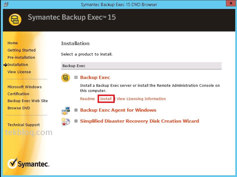 Install Symantec Backup Exec Agent